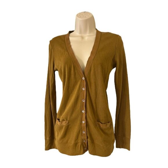 J Crew Perfect Fit Cardigan Size Small Long Sleeve Knit Stretch Brown - Picture 1 of 5